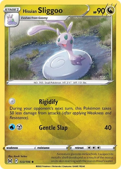Pokémon card: Hisuian Sliggoo 133/196 from Lost Origin (Uncommon), Dragon type, front of card