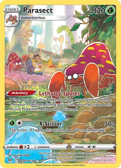 Pokémon card: Parasect TG01/TG30 from Lost Origin Trainer Gallery (Ultra Rare), Grass type, front of card