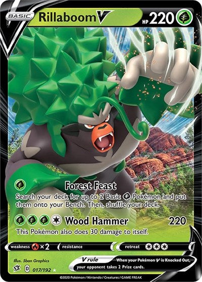 Pokémon card: Rillaboom V 017/192, Ultra Rare, Rebel Clash