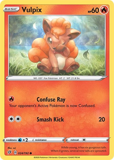 Pokémon card: Vulpix 024/192 from Rebel Clash (Common), Fire type, front of card