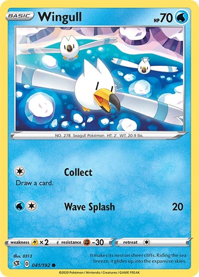 Pokémon card: Wingull 041/192 from Rebel Clash (Common), Water type, front of card