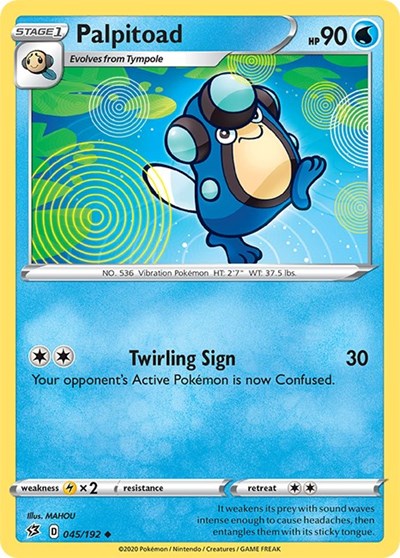 Pokémon card: Palpitoad 045/192 from Rebel Clash (Uncommon), Water type, front of card