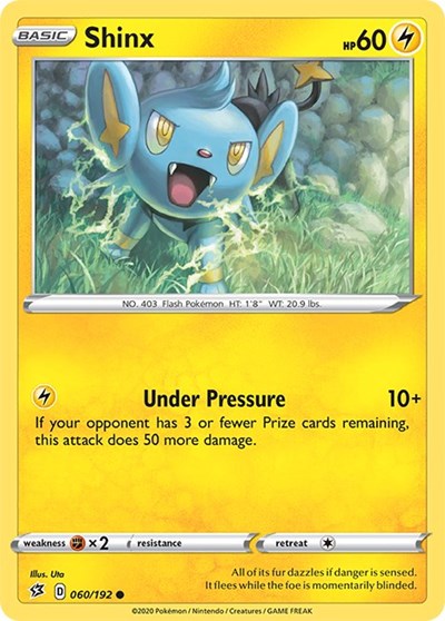 Pokémon card: Shinx 060/192 from Rebel Clash (Common), Lightning type, front of card