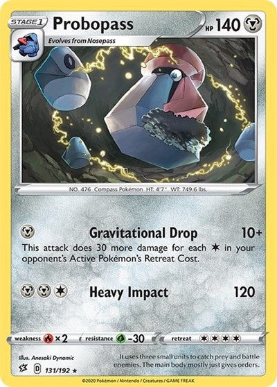 Pokémon card: Probopass 131/192 from Rebel Clash (Rare), Metal type, front of card