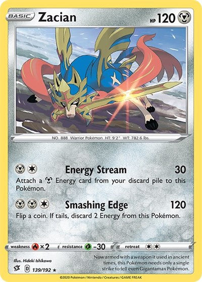 Pokémon card: Zacian 139/192, Rare, Rebel Clash