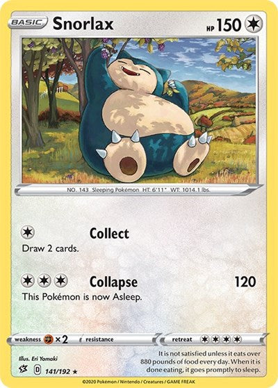 Pokémon card: Snorlax 141/192, Rare, Rebel Clash