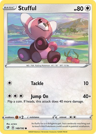 Pokémon card: Stufful 149/192 from Rebel Clash (Common), Colorless type, front of card