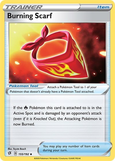 Pokémon card: Burning Scarf 155/192 from Rebel Clash (Uncommon), front of card