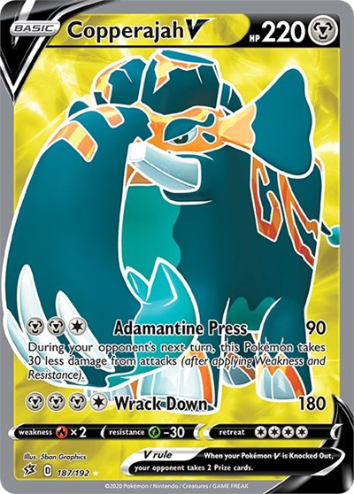 Pokémon card: Copperajah V (Full Art) 187/192, Ultra Rare, Rebel Clash