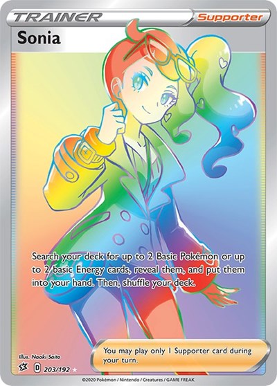 Pokémon card: Sonia 203/192, Secret Rare, Rebel Clash