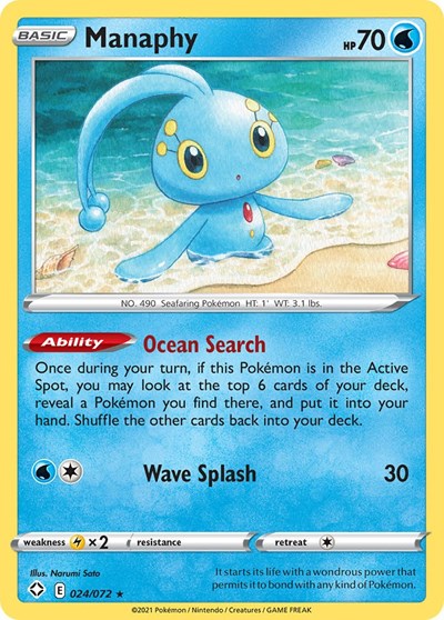 Pokémon card: Manaphy 024/072, Rare, Shining Fates