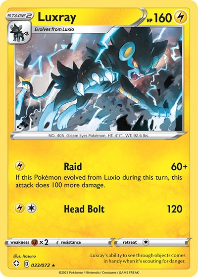 Pokémon card: Luxray 033/072, Holo Rare, Shining Fates