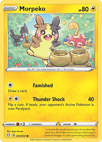 Pokémon card: Morpeko 035/072, Common, Shining Fates