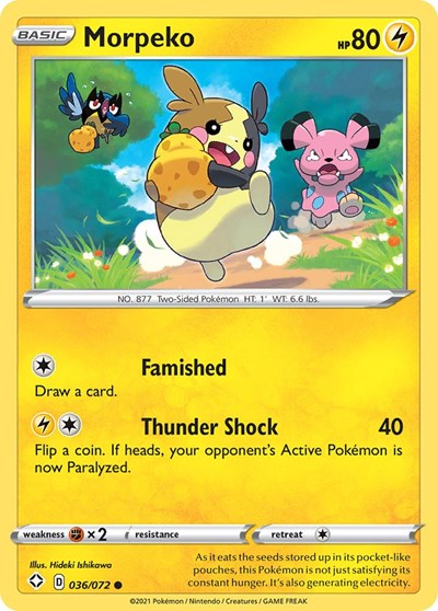 Pokémon card: Morpeko 036/072, Common, Shining Fates