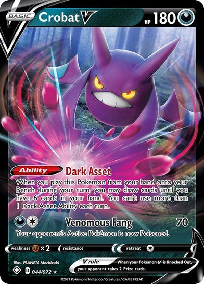 Pokémon card: Crobat V 044/072, Ultra Rare, Shining Fates