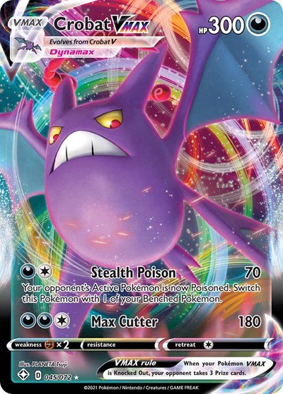 Pokémon card: Crobat VMAX 045/072, Ultra Rare, Shining Fates