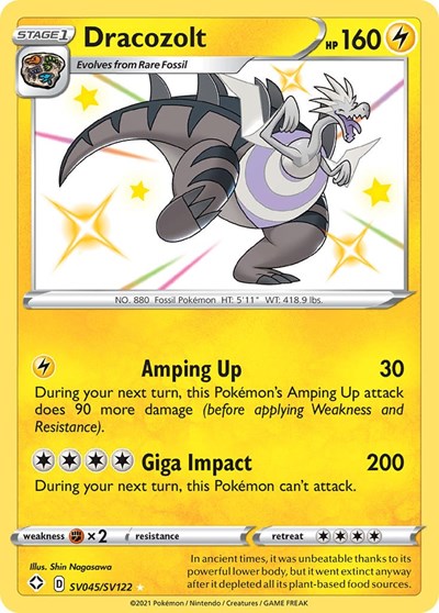 Pokémon card: Dracozolt SV045/SV122, Shiny Holo Rare, Shining Fates