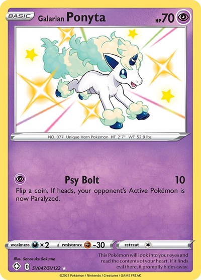 Pokémon card: Galarian Ponyta SV047/SV122, Shiny Holo Rare, Shining Fates