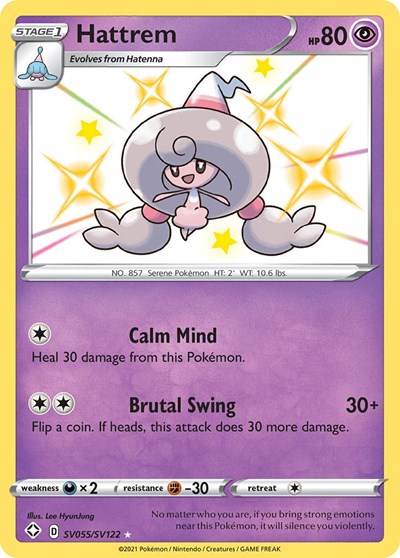 Pokémon card: Hattrem SV055/SV122, Shiny Holo Rare, Shining Fates