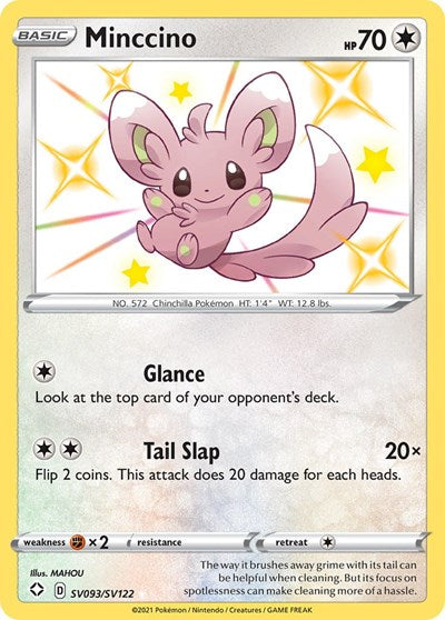 Pokémon card: Minccino SV093/SV122, Shiny Holo Rare, Shining Fates