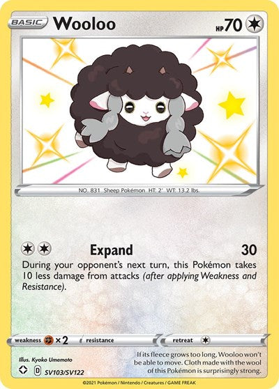 Pokémon card: Wooloo SV103/SV122, Shiny Holo Rare, Shining Fates