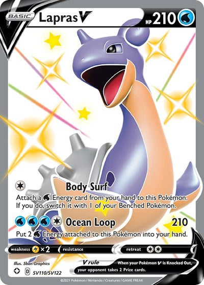 Pokémon card: Lapras V SV110/SV122, Shiny Holo Rare, Shining Fates
