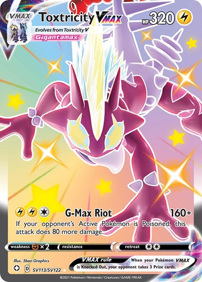 Pokémon card: Toxtricity VMAX SV113/SV122, Shiny Holo Rare, Shining Fates