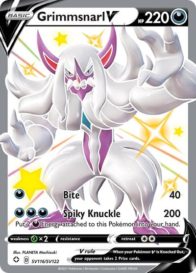 Pokémon card: Grimmsnarl V SV116/SV122, Shiny Holo Rare, Shining Fates