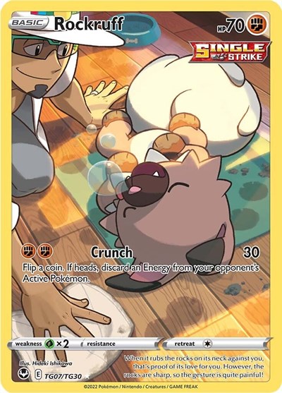 Pokémon card: Rockruff TG07/TG30 from Silver Tempest Trainer Gallery (Ultra Rare), Fighting type, front of card