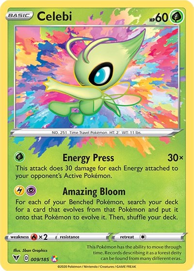 Pokémon card: Celebi 009/185, Amazing Rare, Vivid Voltage