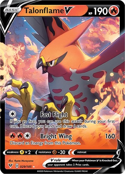 Pokémon card: Talonflame V 029/185, Ultra Rare, Vivid Voltage