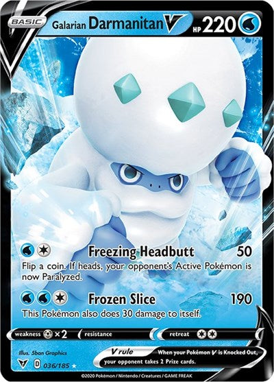Pokémon card: Galarian Darmanitan V 036/185, Ultra Rare, Vivid Voltage