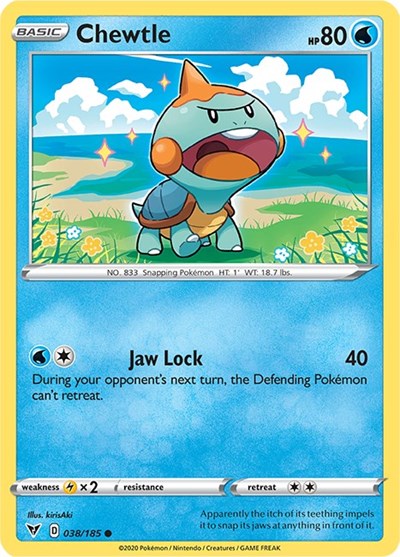 Pokémon card: Chewtle 038/185 from Vivid Voltage (Common), Water type, front of card
