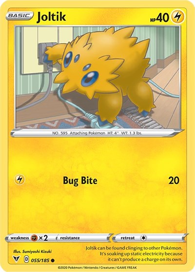 Pokémon card: Joltik 055/185 from Vivid Voltage (Common), Lightning type, front of card