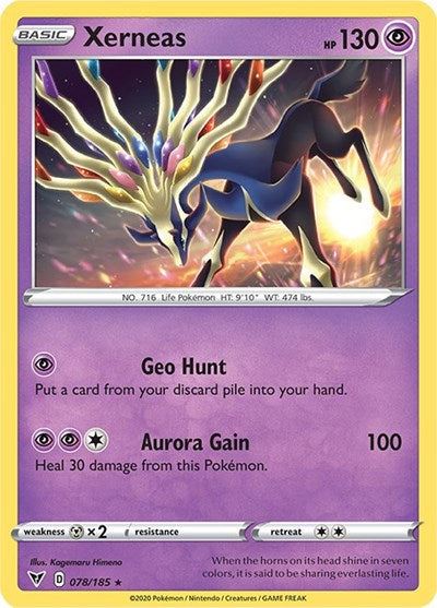 Pokémon card: Xerneas 078/185, Holo Rare, Vivid Voltage
