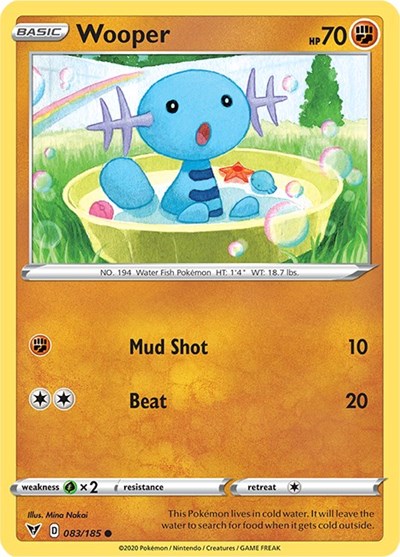 Pokémon card: Wooper 083/185 from Vivid Voltage (Common), Fighting type, front of card
