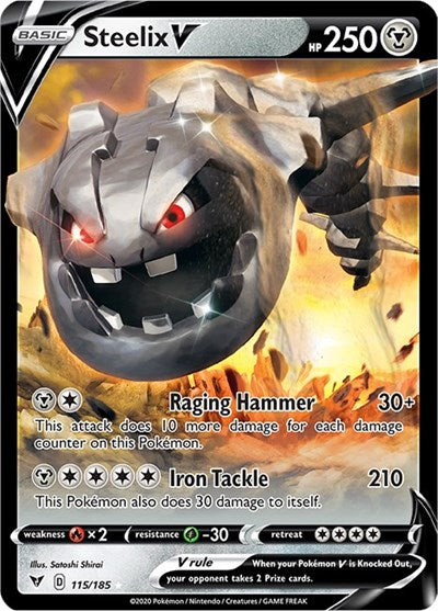 Pokémon card: Steelix V 115/185, Ultra Rare, Vivid Voltage