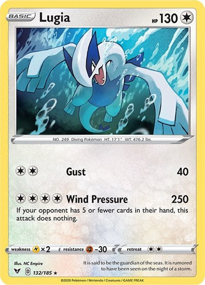Pokémon card: Lugia 132/185, Holo Rare, Vivid Voltage