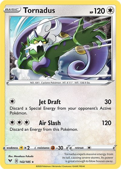 Pokémon card: Tornadus 142/185, Holo Rare, Vivid Voltage
