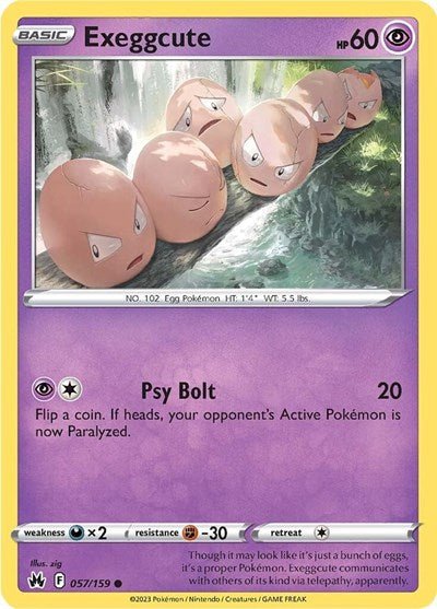 Pokémon card: Exeggcute 057/159, Common, Crown Zenith