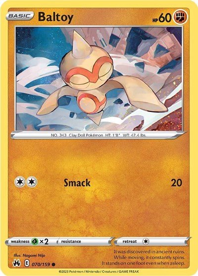 Pokémon card: Baltoy 070/159, Common, Crown Zenith