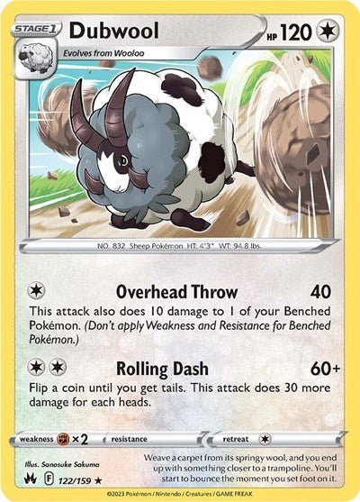 Pokémon card: Dubwool 122/159, Rare, Crown Zenith