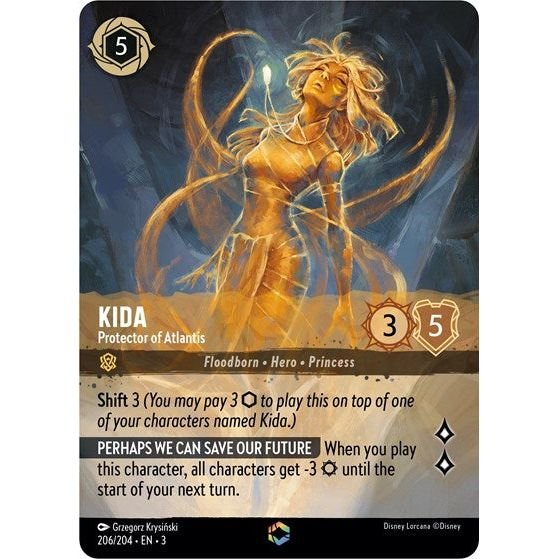 Lorcana card: Kida - Protector of Atlantis 206/204 from Into The Inklands (Enchanted), front of card