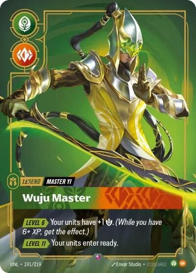 Riftbound card: Master Yi - Wuju Master 191/219 from Unleashed (Rare), front of card