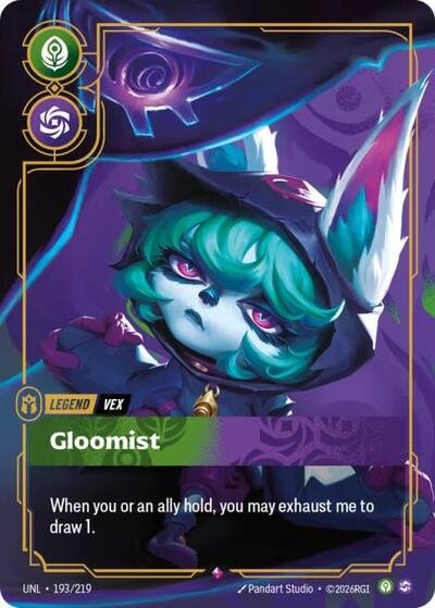 Riftbound card: Vex - Gloomist 193/219 from Unleashed (Rare), front of card