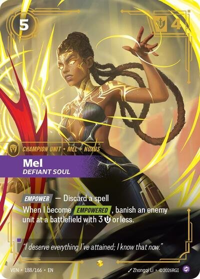Riftbound card: Mel 188/166 from Vendetta (Showcase), front of card