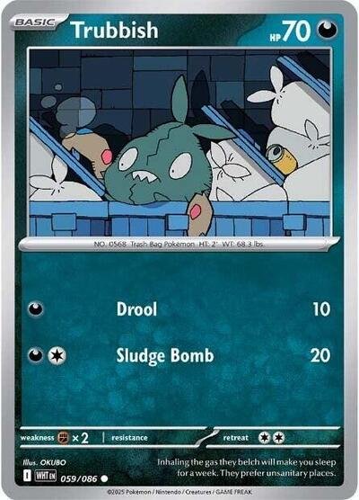 Pokémon card: Trubbish (Master Ball Pattern) 059/086 from White Flare (Common), Darkness type, front of card