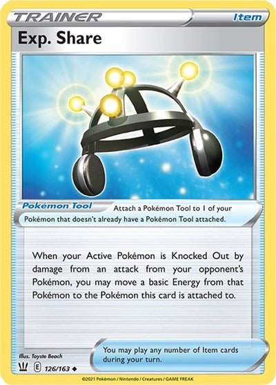 Pokémon card: Exp. Share 126/163 from Battle Styles (Uncommon), front of card