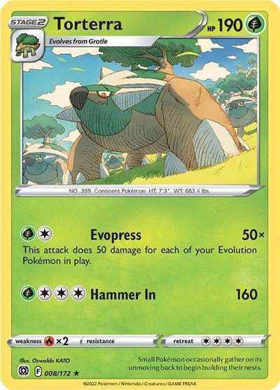 Pokémon card: Torterra 008/172, Holo Rare, Brilliant Stars