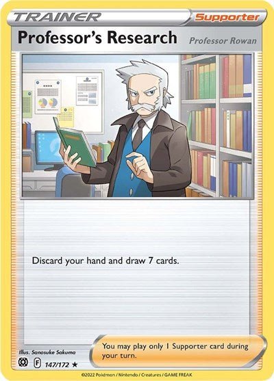 Pokémon card: Professor's Research [Professor Rowan] 147/172, Holo Rare, Brilliant Stars